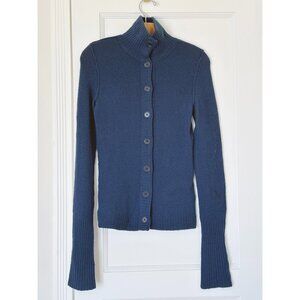 Inhabit Kingfisher Blue Cashmere Sweater Stand Collar Buttons Vintage Y2K300